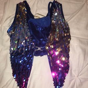 multicolored sparkle dance top